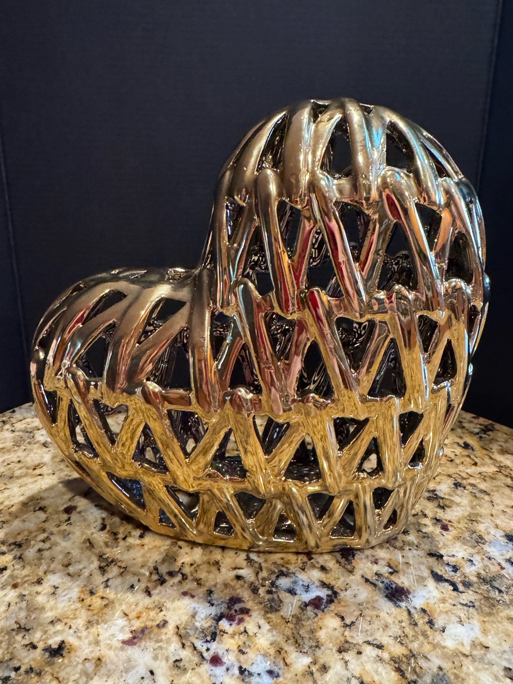 Decorative Cut Out Heart Sculpture in Gold Color  by Home Deco 8” Tall